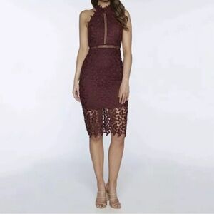 Bardot High-neck halter lace short illusion layer Gemma Halter Dress XS/4